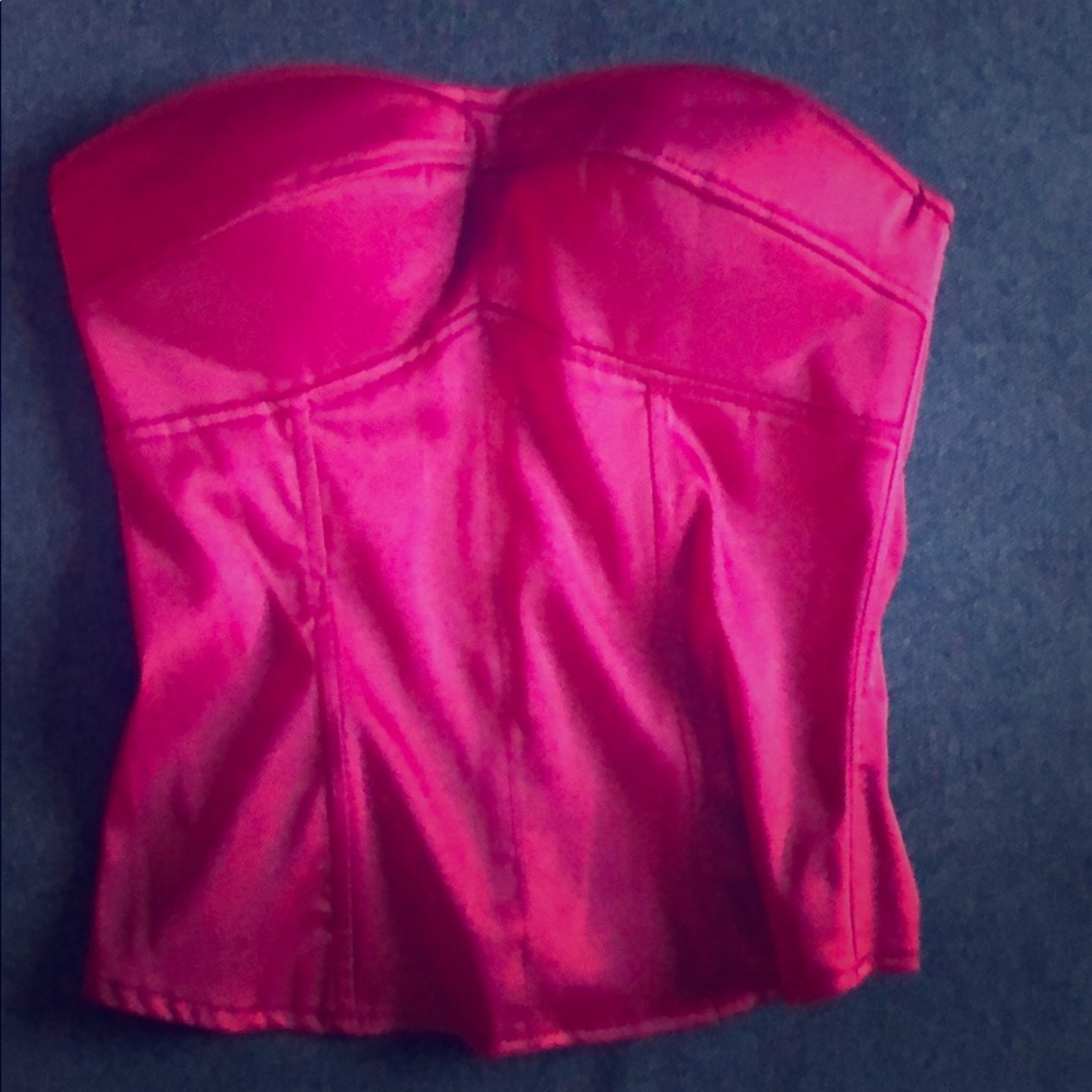 Red strapless corset top